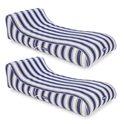 Fabric Covered Pool Floats Navy Stripe Sun Bed